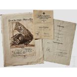 Unteroffizier Eribert von Wienskowski – Three Award Documents Award documents for: Panzer badge in