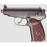 Makarov PM mit Schalldämpfer und Tasche Kal. 9 mm Mak., Nr. ZZ270079. Nummerngleich. Blanker,