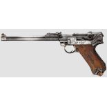 Lange Pistole 08, DWM 1917 Kal. 9 mm Luger, Nr. 3402c. Nummerngleich inkl. Schlagbolzen. Lauf