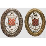 Abzeichen der kroatischen Marine-Legion Ovales, hohlgeprägtes, versilbertes Abzeichen mit