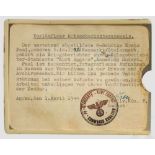 Ausweis eines SS-Kriegsberichterstatters Formlose, maschinengeschriebene Karte, ausgestellt von