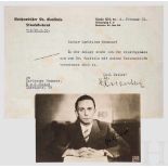 Joseph Goebbels - Autograph auf Fotografie und zugehörigem Anschreiben Autograph in Tinte auf