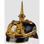 Imperial German Bavarian General Staff Helmet Black leather body with gilt front visor trimmü