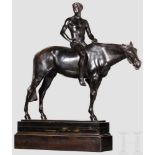 Prof. Albert Hinrich Hussmann (1874 - 1946) - große Reiterfigur mit Lorbeerkranz Bronze, dunkel