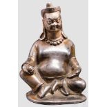 Silberner Buddha, Nepal, 19. Jhdt. Vollplastische, hohl gegossene Figur des sitzenden Buddhas,