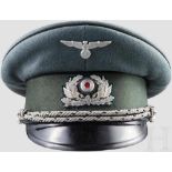 Schirmmütze zur feldgrauen Uniform der Führer des Bahnschutzes Feines feldgraues Tuch mit