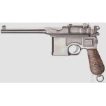 Mauser C 96, Mod. 1930 Kal. 7,63 mm, Nr. 909067. Nummerngleich bis auf Verschluss mit 920. Blanker