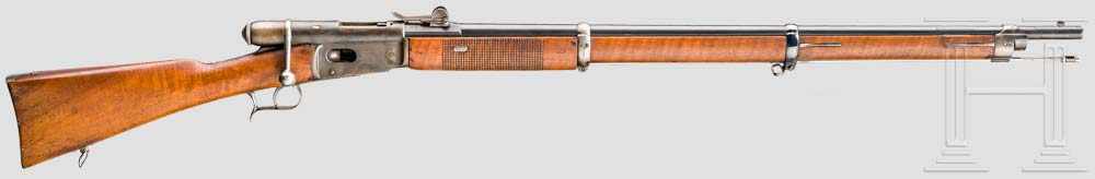 Repetiergewehr Mod. 1869/71, Vetterli Kal. 10,4 mm, Nr. 57032. Nummerngleich. Blanker Lauf, Länge 84