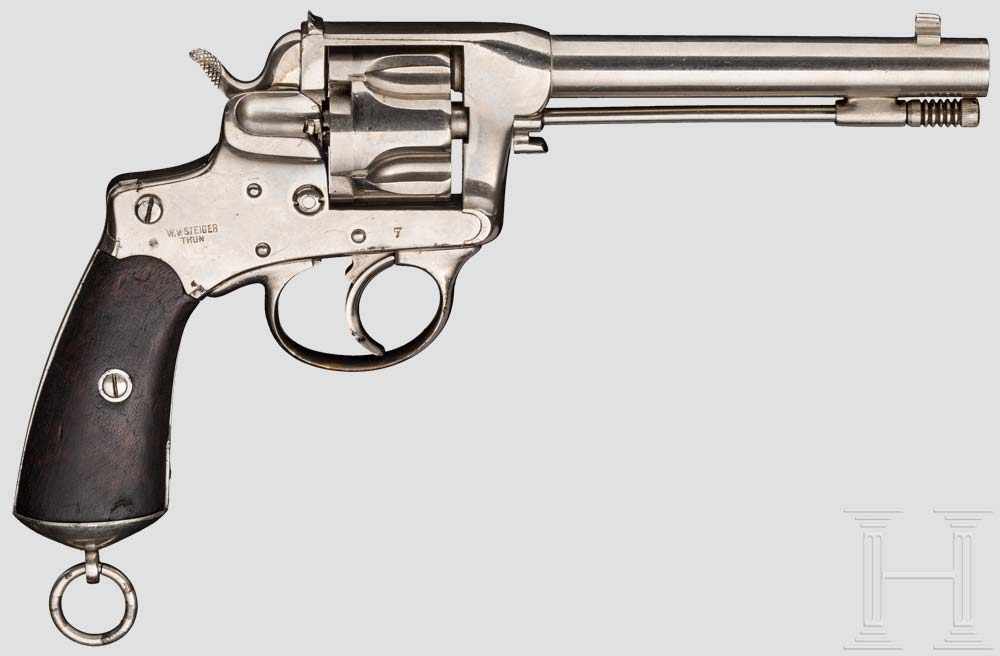 Versuchs- und Erprobungsrevolver Mod. 1873/74, W. von Steiger, Thun, vernickelt Kal. 10,4 mm CF, Nr. - Image 3 of 3