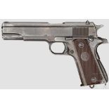 Remington Mod. 1911 A1 Kal. .45 ACP, Nr. 1303232. Lauf leicht matt. Siebenschüssig. Belg.