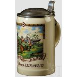 A 4. M.G. Komp. I. R. 20. 1935/37 Stein Porcelain, 0.5 L, machine gunner’s scene, REGENSBURG city on