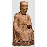 Figur eines weisen Mannes, China, 18./19. Jhdt. Plastisch geschnitzte Figur eines weisen,