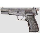 FN HP Mod. 35 Kal. 9 mm Luger, Nr. 193039 als einzige lesbare S/N. Fast blanker Lauf. 13-schüssig.