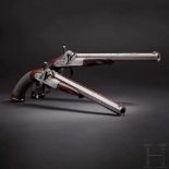 Ein Paar Perkussionspistolen im Kasten, James E. Evans, Philadelphia/USA, um 1850 Achtkantige,