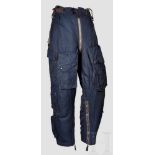 A Pair of Fabric Heated Trousers for Aviation Personnel Heatable pants made from blue linen with