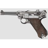 Pistole 08, Mauser, Code "41 - byf" Kal. 9 mm Luger, Nr. 6935r. Nummerngleich inkl. Schlagbolzen.