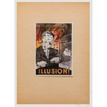 Antifaschistischer Entwurf "Illusion!", datiert 1943 Bleistift, Tinte, Kohle und Wasserfarbe auf