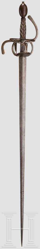 Militärischer Degen, deutsch, um 1600 Kräftige, sich stark verjüngende Klinge mit rhombischem - Image 2 of 6