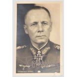 GFM Rommel - handsignierte Portraitpostkarte Fotoportrait als Generaloberst, ungelaufen, vs. die