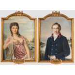 Karl Anton Graf von der Goltz (1760 - 1837) und Ehefrau - zwei Portraitgemälde, datiert 1918 Öl