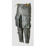 A Pair of Leather Heated Trousers for Aviation Personnel Electrically heated grey smooth leather