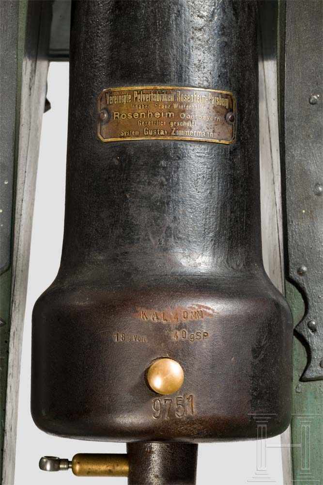 Hinterlader-Salutkanone, Vereinigte Pulverfabriken Rosenheim, um 1900 Schweres, eisernes Rohr im - Image 4 of 4