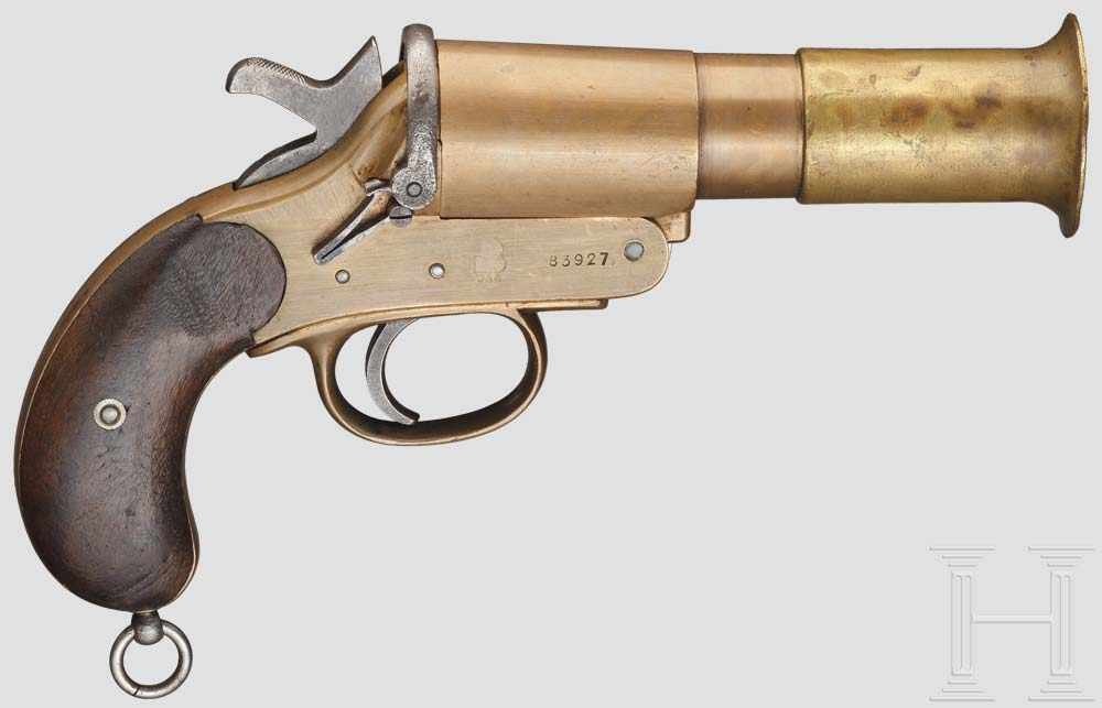 Signalpistole Webley & Scott No. 1 Mk III* Kal. 4, Nr. 83927. Nummerngleich. Blanker Kipplauf mit - Image 2 of 2