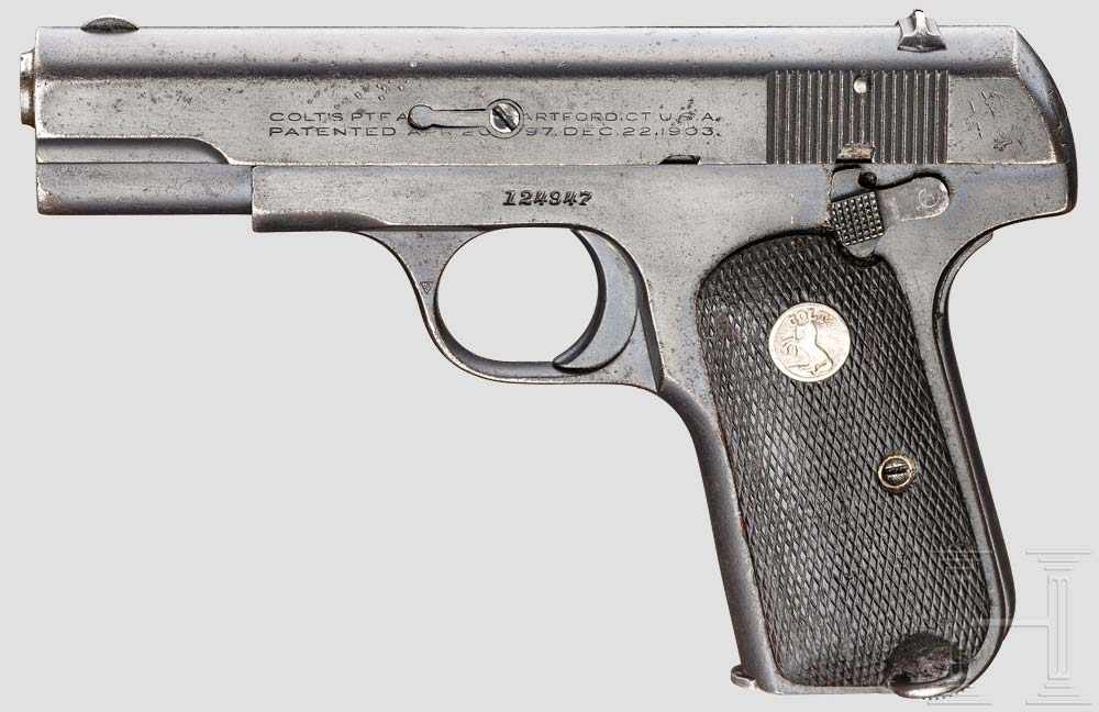 Colt Mod. 1908 .380 Hammerless Pocket Kal. .380 Auto, Nr. 124947. Blanker Lauf, Länge 3-3/4".