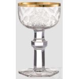Hermann Göring - Pokalglas aus seinem Jagdservice Kristallglas mit Goldrand und geschnittenem