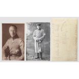 Drei Autographen Autograph Kaiser Wilhelms II., in Bleistift auf Rückseite einer Portrait-Postkarte,