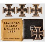 A Collection of Iron Crosses 1939 I Class Four examples each with black lacquered magnetic core in