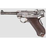 Parabellum Mod. 1900, DWM Kal. 9 mm Luger, Nr. 20574. Nummerngleich, Schlagbolzen ohne S/N. Lauf