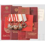 Ordensspange mit zwei Rotbannerorden, Orden "Zeichen der Ehre", Medaille "XX Jahre Rote Arbeiter-