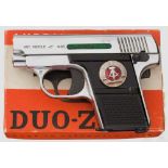 DUO-Z, im Karton, Geschenkwaffe Volksarmee DDR Kal. 6,35 mm, Nr. B303212. Nummerngleich. Blanker