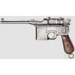 Mauser C 96, Mod. 1930 Kal. 7,62 mm, Nr. 853297. Nummerngleich. Blanker Lauf. Zehnschüssig. Beschuss