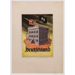 Antifaschistischer Entwurf "Deutschland", datiert 1943 Bleistift, Kohle und Wasserfarbe auf