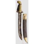 Faschinenmesser (Dussak) M 1827 mit Säge für Pioniere Schwere, gekehlte Klinge mit Sägerücken,