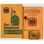 Kleine Sammlung Reichsbanner Schwarz-Rot-Gold Vergoldetes Gürtelschloss (48 x 38 mm) mit