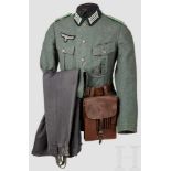 Uniformensemble für Oberleutnants der Gebirgstruppe Feldbluse M 36, ein Kammerstück aus feldgrauem