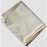 Adolf Hitler - Napkin for tablewear White linen, woven, classic "Greek Key" pattern with the