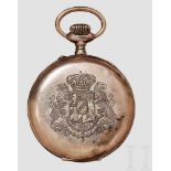 A Bavarian Pocket Watch Large, silver pocket watch with engraved Royal Bavarian Coat of Arms. A
