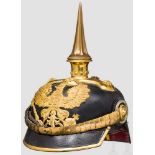 Helm für Offiziere der Kavallerie, ab 1897 Lederglocke, goldener Linienadler (Doppellöcher),