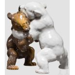 Bärengruppe Farbig gefaßte, glasierte Porzellanfigurengruppe nach einem Entwurf von Prof. Theodor