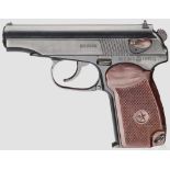 Makarov PM Kal. 9 mm Mak., Nr. BN0983 (in Kyrilliza). Nummerngleich. Blanker, hartverchromter