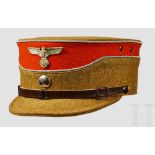 A Kepi for Officers of SA Leader Olive-brown body and visor, red woollen band, silver wire twist