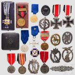 20 Auszeichnungen Nahkampfspange in Bronze, zwei EK 2, Dienstauszeichnung der Wehrmacht für 4, 12