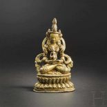 Buddha Amithayus, Tibet, 18. Jhdt. Fein gravierte und ziselierte Bronze mit gut erhaltener