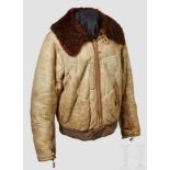 A Leather Jacket for Fighter Pilots Winter jacket in white suede leather with light fur on the