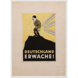 Antifaschistischer Entwurf "Deutschland erwache", datiert 1943 Bleistift und Wasserfarbe auf Karton,
