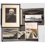 Zwei Fotoalben "Kreuzer Admiral Hipper", Schießpreis im Rahmen, Fotos Deutsches Reich Zwei Alben mit